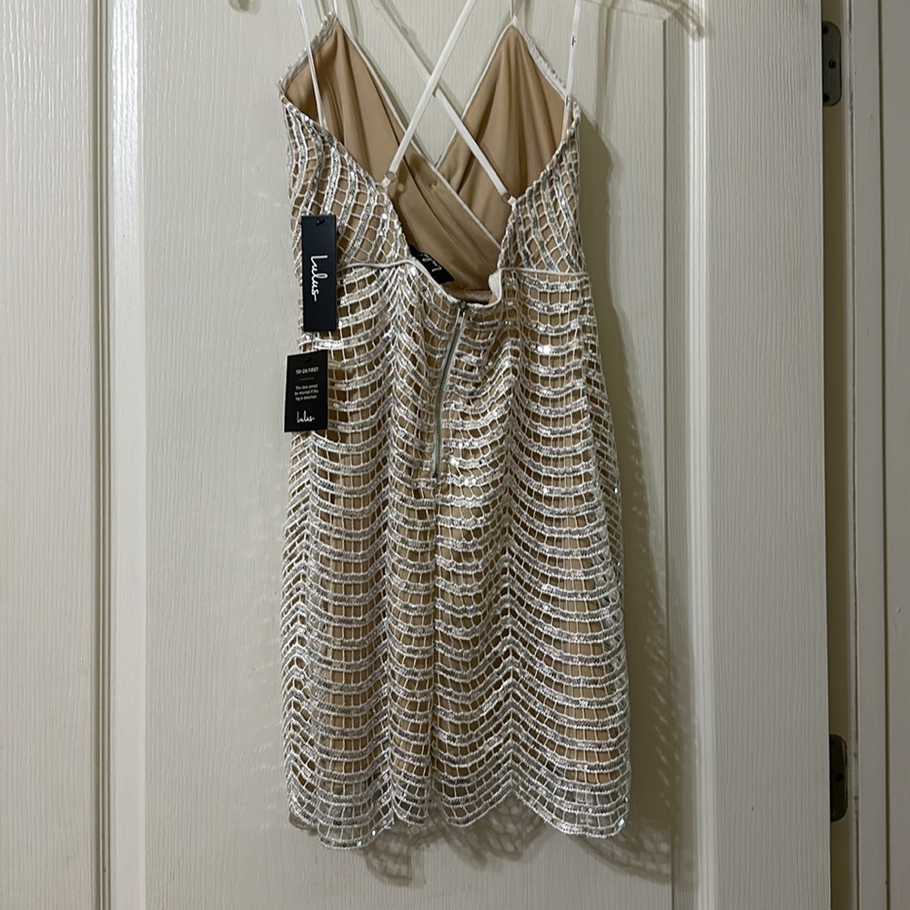 NWT Lulus, Lele white and silver sequin mini dress size XS - Picture 6 of 6